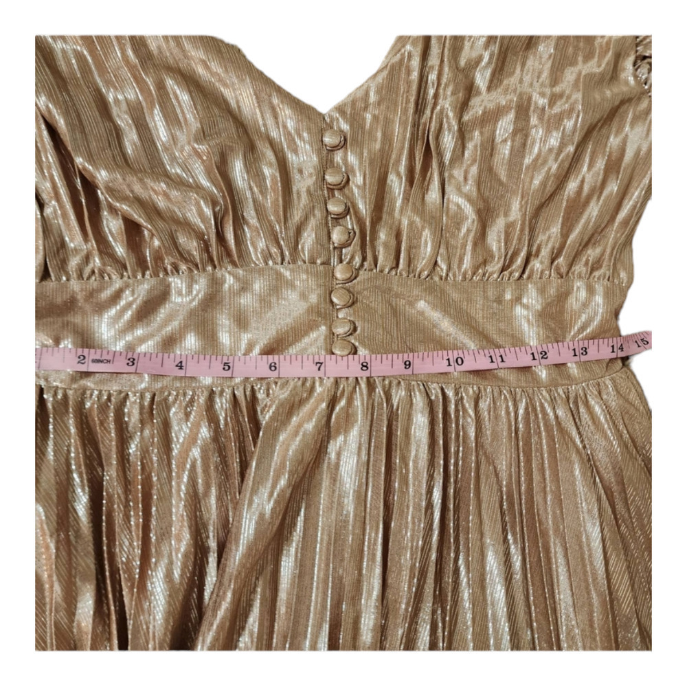 Beulah Neutrals Metallic Pleats Long Dress size large - Picture 11 of 12